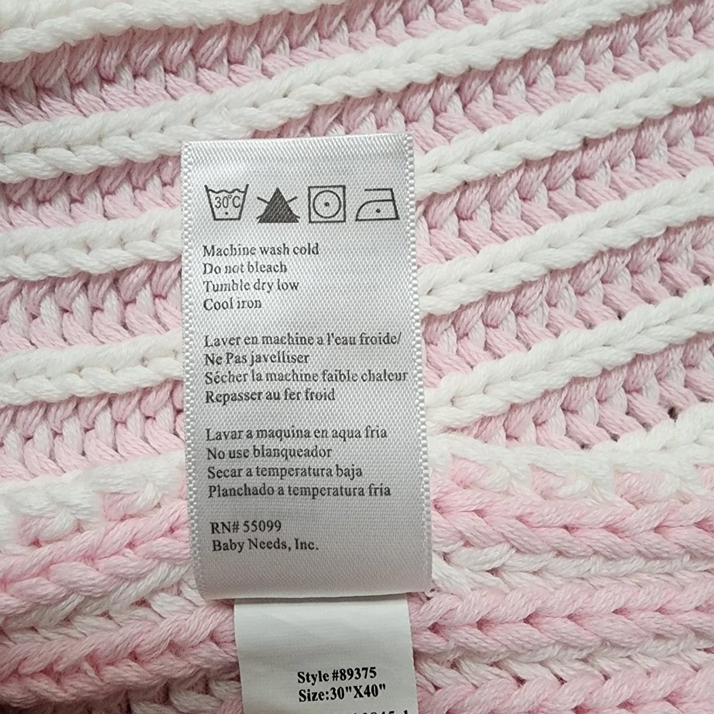 Elegant Baby Pink And White Crochet Baby Blanket